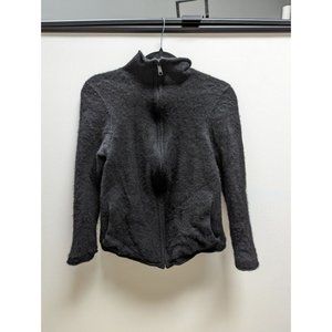 James Perse Cashmere Black Zip Up Long Sleeve Sweater
